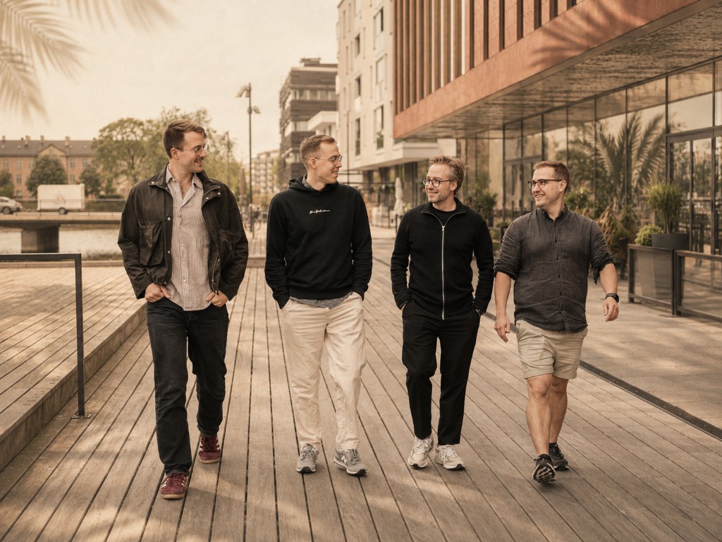 Emil Wåreus, Felix Kruuse, Daniel Wisenhoff, and Simon K Wallström walking together